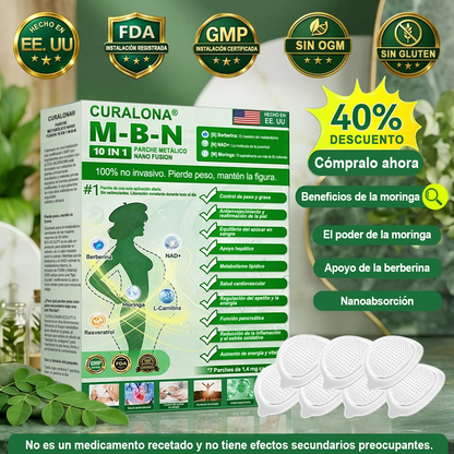 Registrado por la FDA y con certificación GMP ❤️ | Parche metabólico de nanofusión 10 en 1 Curalona® M-B-N | Con respaldo científico | Fórmula 10 en 1 | Resultados en 7 días