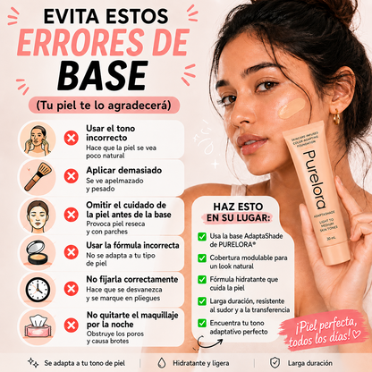 💖【Tienda Oficial】PURELORA® AdaptaShade Foundation — Base de maquillaje con cuidado de la piel que se adapta al tono