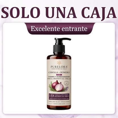 🌿👨‍⚕️ Tienda oficial en EE. UU. 🇺🇸 | 🔥 Champú y acondicionador 2 en 1 PURELORA® de cebolla y romero con complejo activo 15X para el crecimiento capilar: para un cabello con apariencia más gruesa, abundante y fuerte.