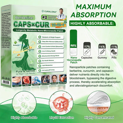 🔥 New Arrival |Curalona® Triple Action Microneedle Patch – Berberine & NAD+ for Metabolic Support, Bakuchiol for Skin Renewal, Boswellia for Joint Comfort – Transdermal Day & Night Microneedle Patch for Women & Men – 7 Patches