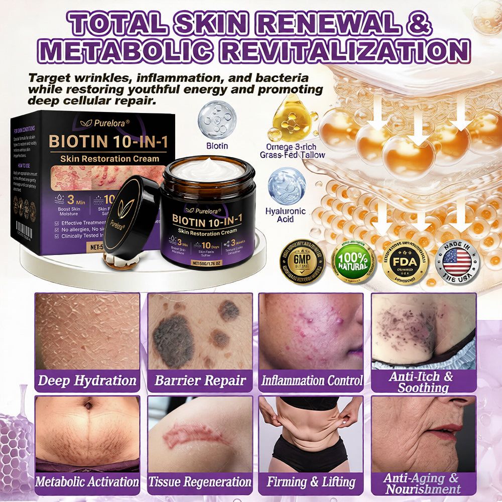 Made and Shipped from the USA 🍁 Purelora® Biotin 10-in-1 Skin Repair Cream — Last Day of Sale: 75% Off