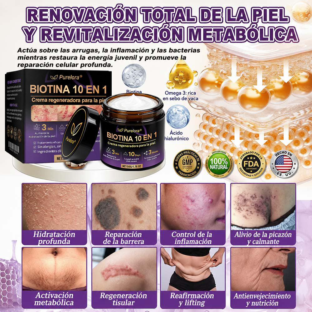 Fabricado y enviado desde EE. UU. 🍁 Purelora® Crema Reparadora de la Piel con Biotina 10 en 1 — Último día de oferta: 75% de descuento