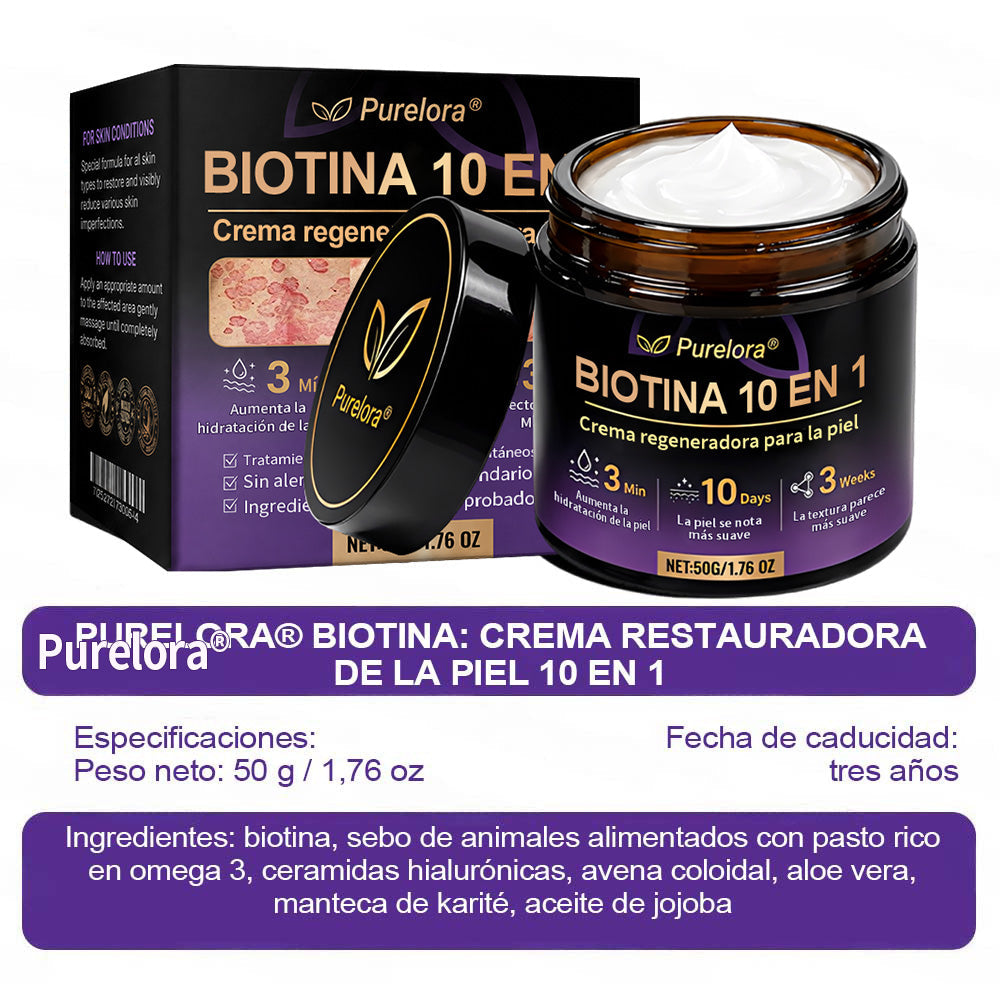 Fabricado y enviado desde EE. UU. 🍁 Purelora® Crema Reparadora de la Piel con Biotina 10 en 1 — Último día de oferta: 75% de descuento
