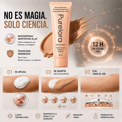 💖【Tienda Oficial】PURELORA® AdaptaShade Foundation — Base de maquillaje con cuidado de la piel que se adapta al tono