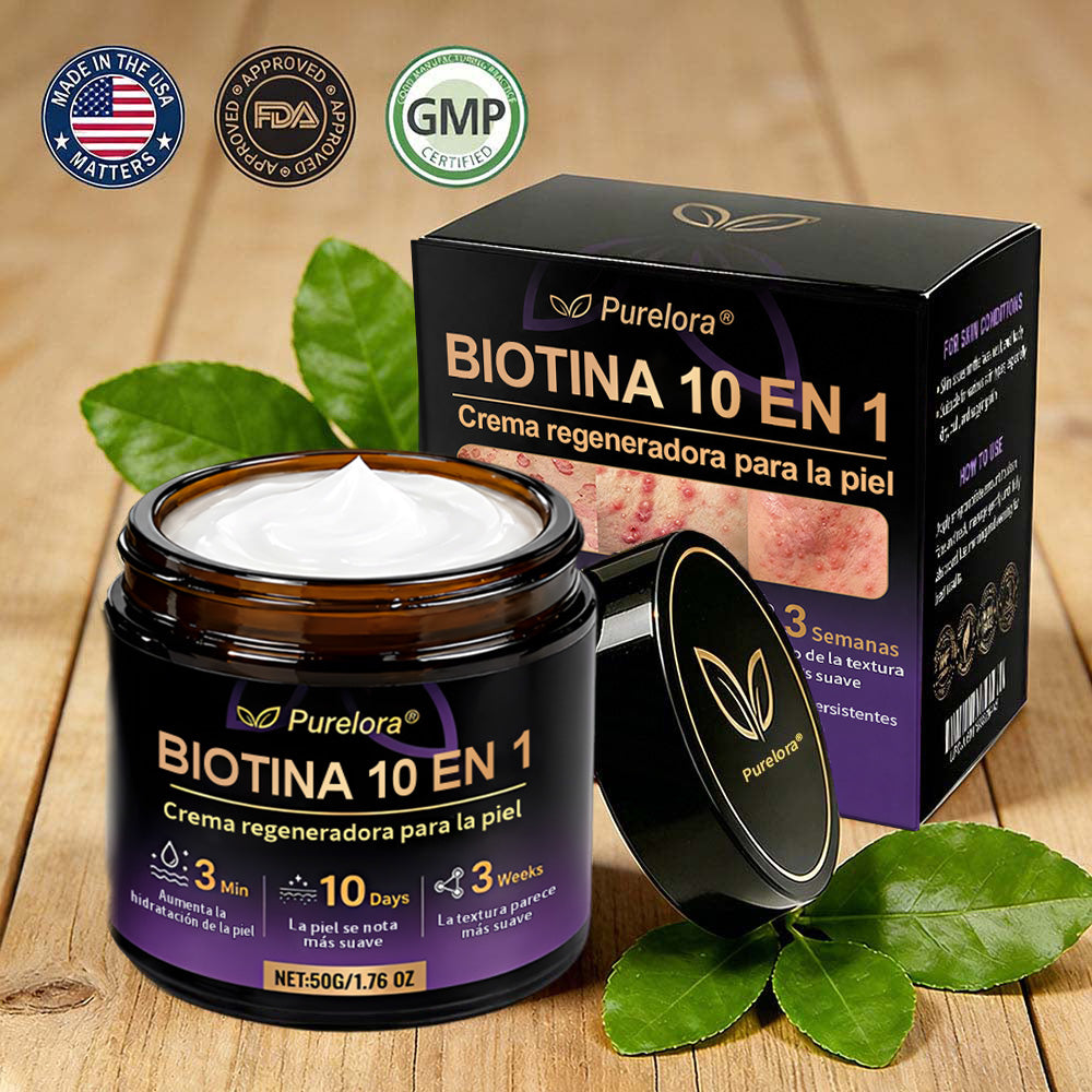 Fabricado y enviado desde EE. UU. 🍁 Purelora® Crema Reparadora de la Piel con Biotina 10 en 1 — Último día de oferta: 75% de descuento